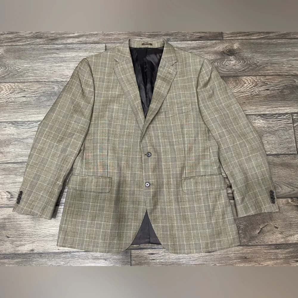 Peter Millar‎ Men's Wool Windowpane Plaid Blazer Sport Coat Jacket Sz 46R